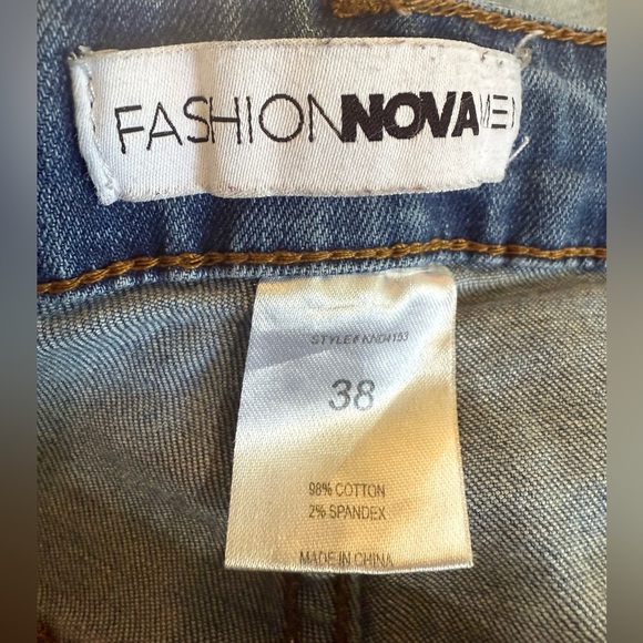 Fashion Nova Light Blue Distressed Skinny Jeans wide white stripe on sides - Picture 8 of 8